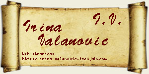 Irina Valanović vizit kartica